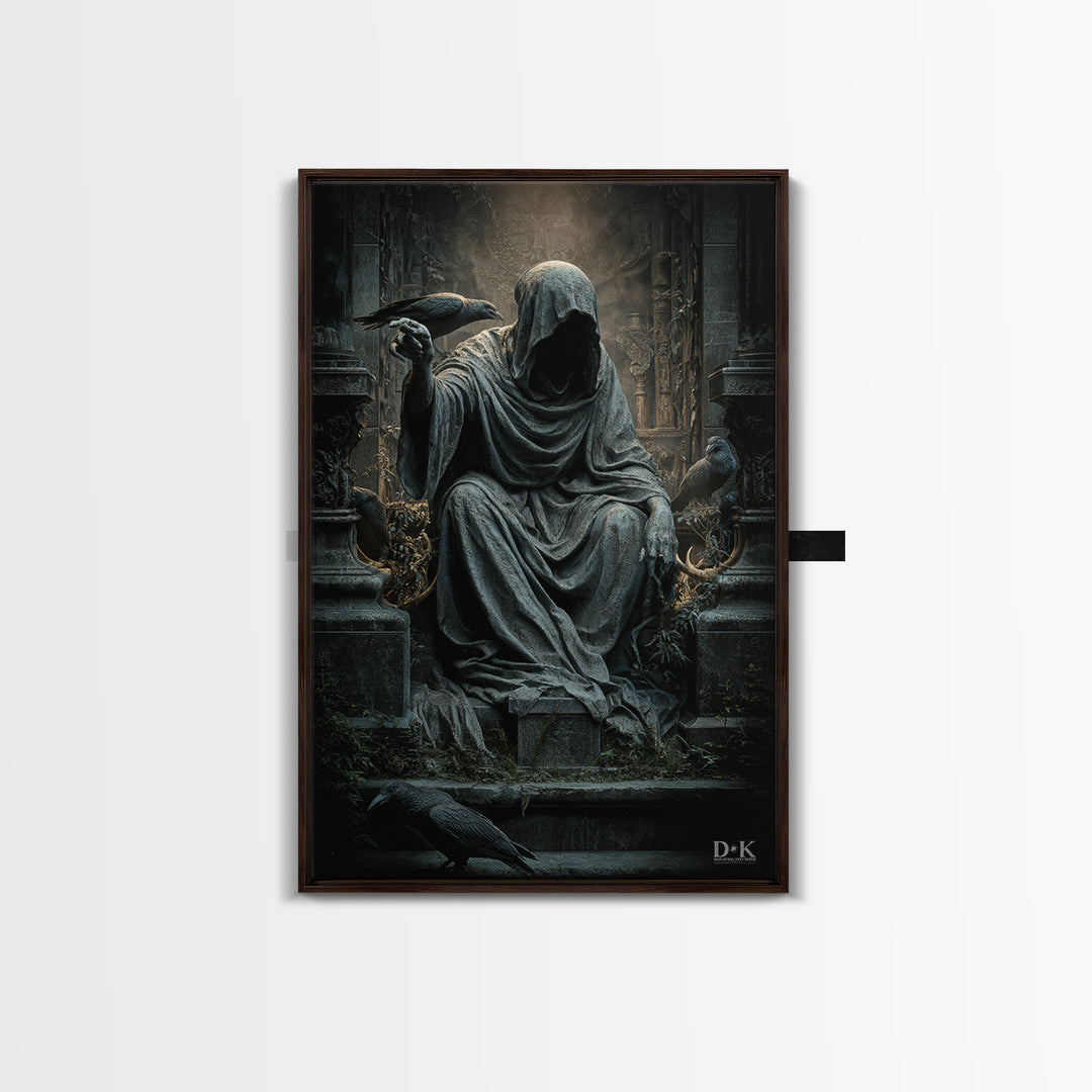 The Forgotten Crypt, Vertical Wall Art, Macabre Wall Art, Framed Canvas Print, Halloween Wall Decor, Gothic Home Decor, Seasonal Home Decor