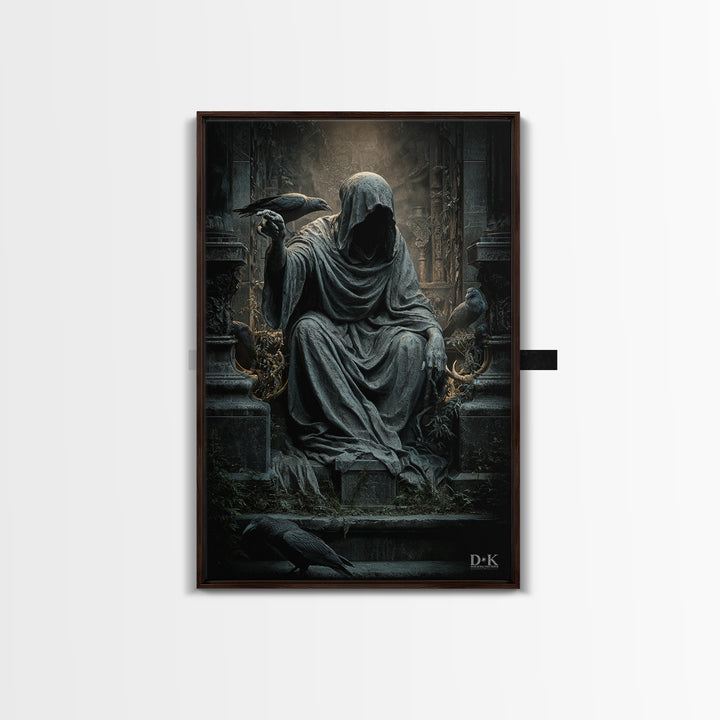 The Forgotten Crypt, Vertical Wall Art, Macabre Wall Art, Framed Canvas Print, Halloween Wall Decor, Gothic Home Decor, Seasonal Home Decor