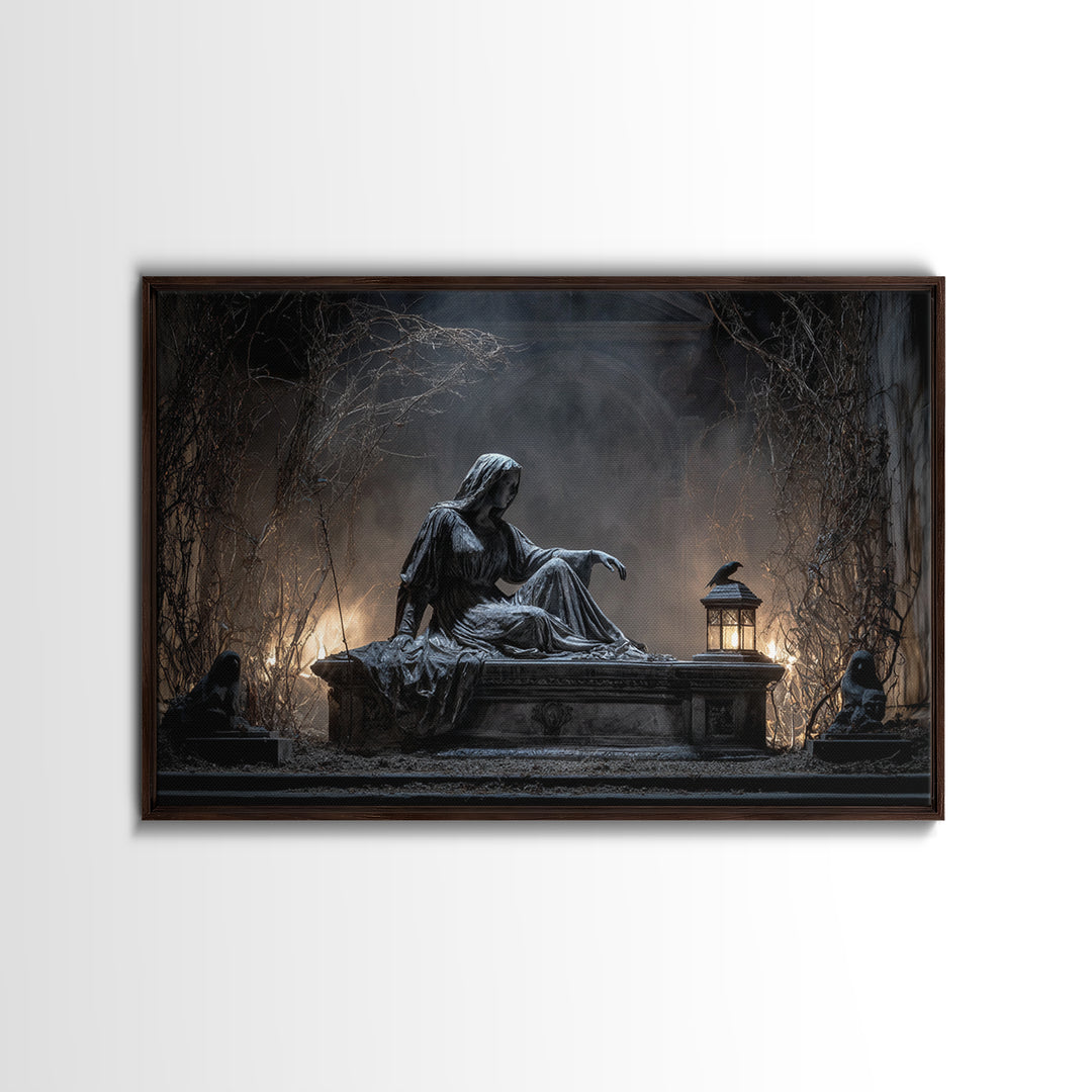 The Forgotten Crypt, Landscape Wall Art, Spooky Home Decor, Canvas Print, Halloween Wall Decor, Gothic Home Decor, Statement Wall Art