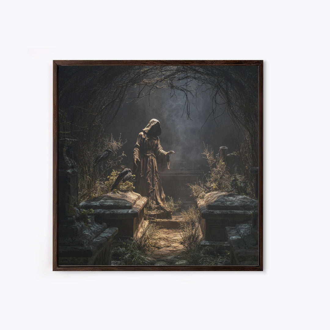 The Forgotten Crypt, Square Wall Art, Dark Halloween Decor, Canvas Print, Halloween Wall Decor, Gothic Home Decor, Horror Wall Art