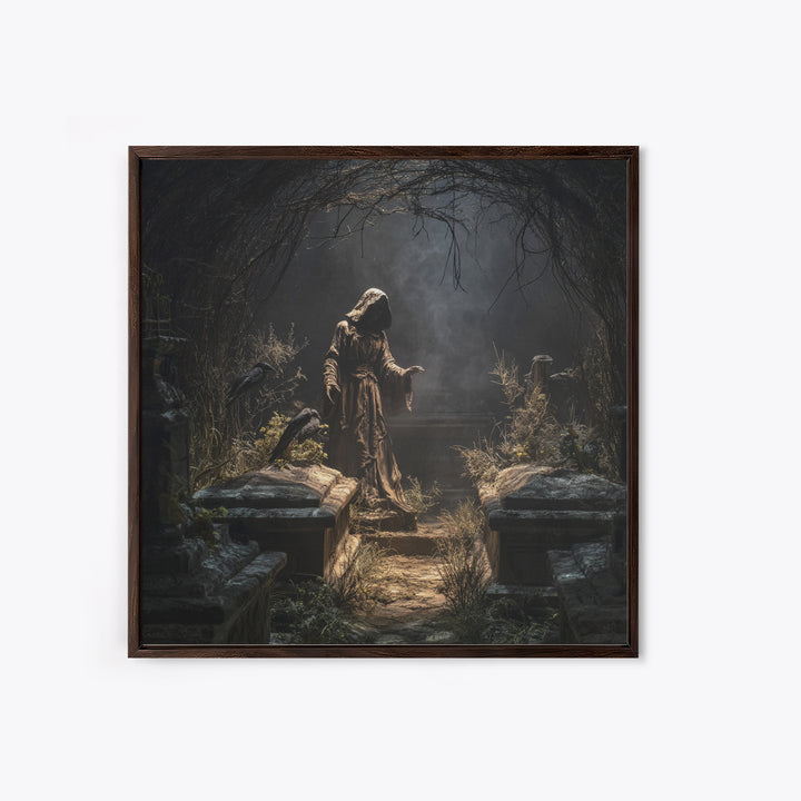 The Forgotten Crypt, Square Wall Art, Dark Halloween Decor, Canvas Print, Halloween Wall Decor, Gothic Home Decor, Horror Wall Art