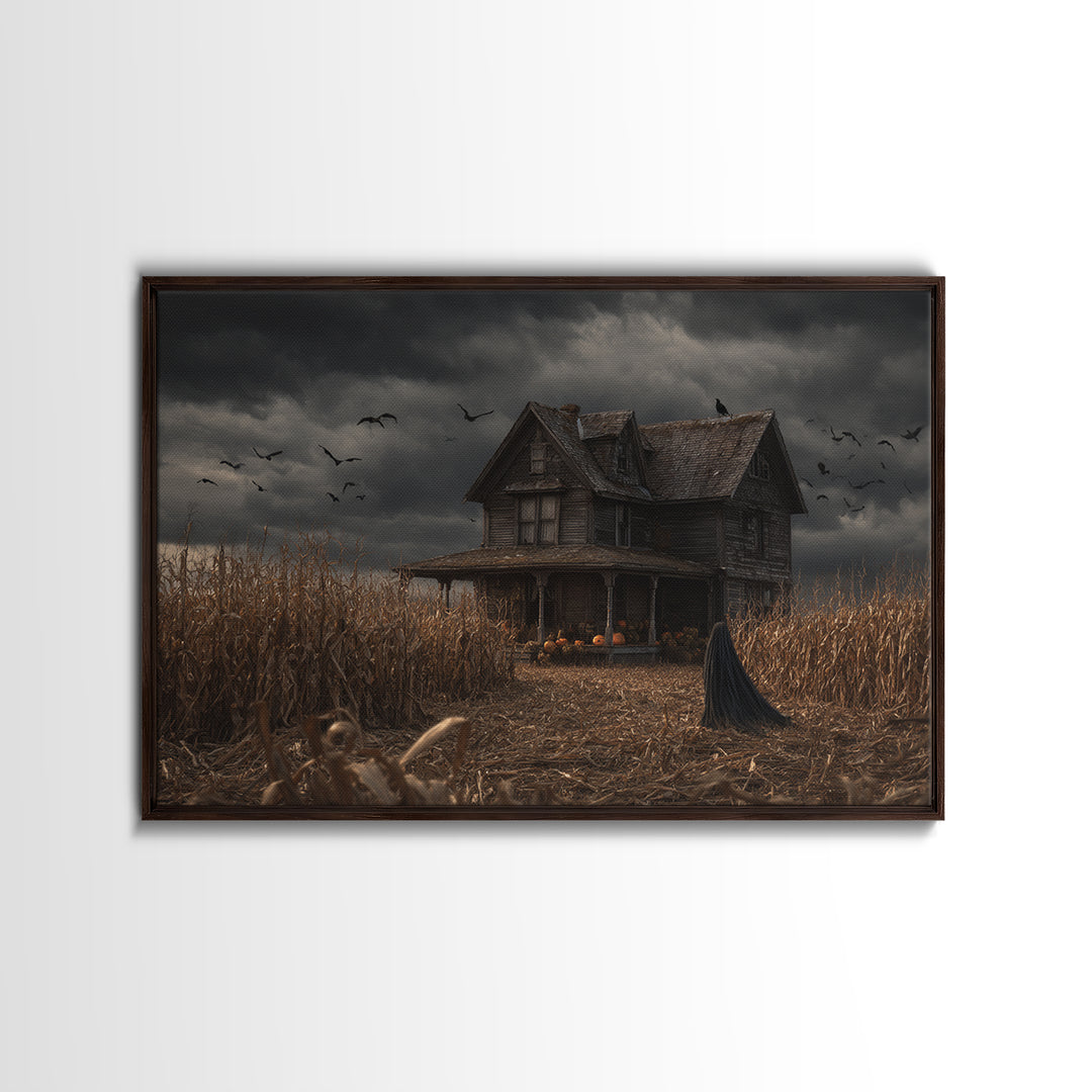The Possessed Farmhouse, Landscape Wall Art, Dark Halloween Decor, Canvas Print, Halloween Wall Decor, Gothic Home Decor, Macabre Wall Art