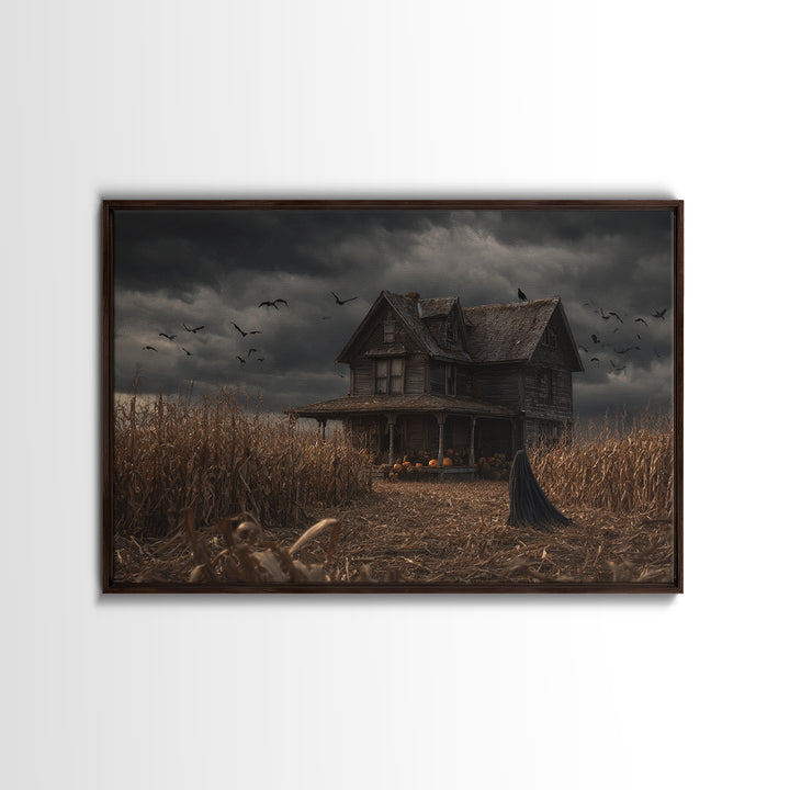 The Possessed Farmhouse, Landscape Wall Art, Dark Halloween Decor, Canvas Print, Halloween Wall Decor, Gothic Home Decor, Macabre Wall Art