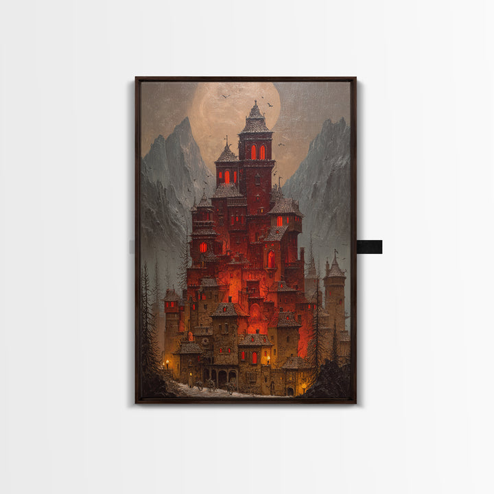 The Vampire Castle, Vertical Wall Art, Dark Fantasy Wall Art, Canvas Print, Halloween Wall Decor, Gothic Home Decor, Dark Fantasy Art