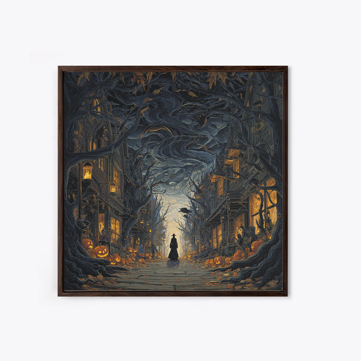 The Ghost Town Main Street, Square Wall Art, Spooky Home Decor, Canvas Print, Halloween Wall Decor, Gothic Home Decor