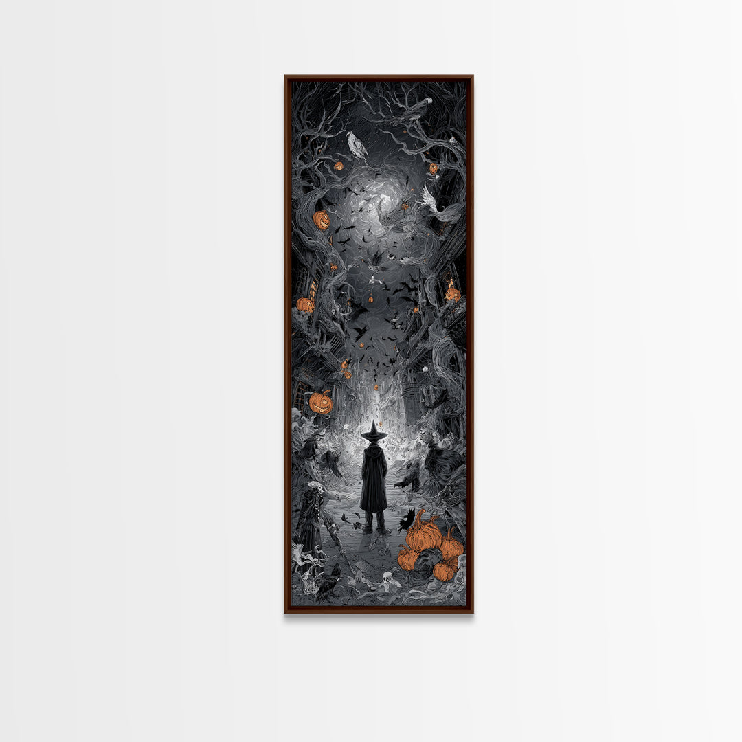 The Ghost Town Main Street, Tall Narrow Wall Art, Dark Fantasy Wall Art, Canvas Print, Halloween Wall Decor, Gothic Home Decor