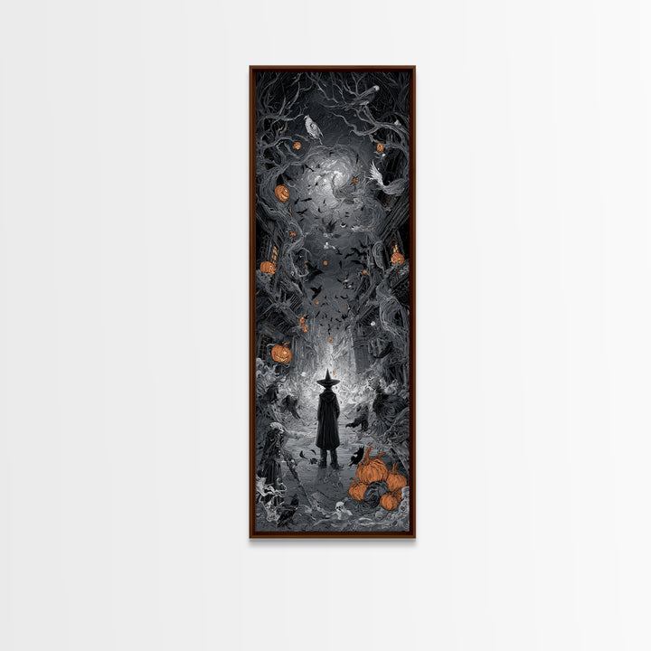 The Ghost Town Main Street, Tall Narrow Wall Art, Dark Fantasy Wall Art, Canvas Print, Halloween Wall Decor, Gothic Home Decor