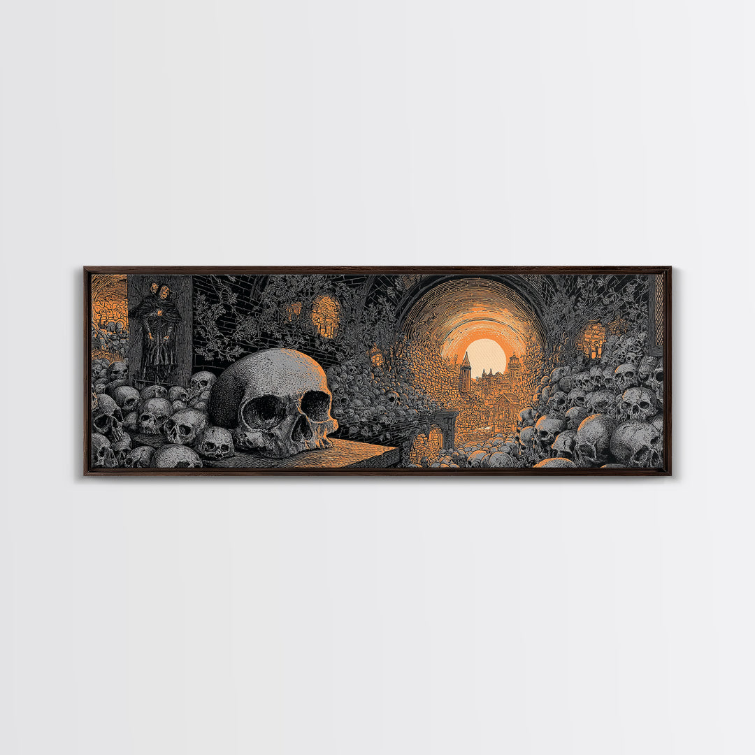 The Endless Catacombs, Extra Wide Wall Art, Dark Halloween Decor, Canvas Print, Halloween Wall Decor, Gothic Home Decor