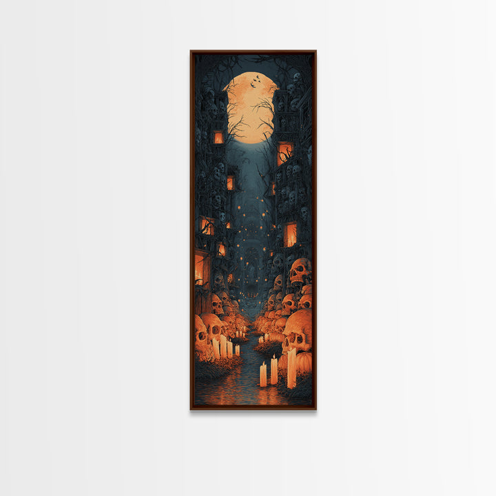 The Endless Catacombs, Tall Narrow Wall Art, Spooky Home Decor, Canvas Print, Halloween Wall Decor, Gothic Home Decor, Spooky Wall Decor