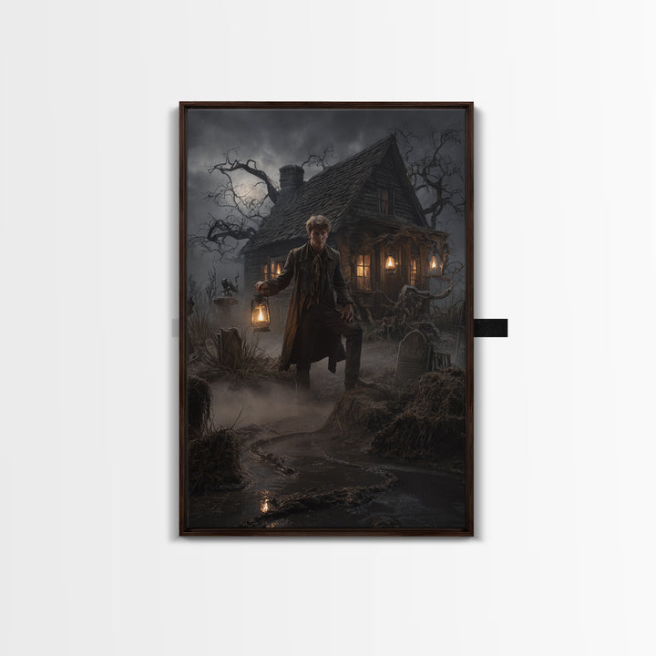 The Foggy Swamp Shack, Vertical Wall Art, Spooky Home Decor, Canvas Print, Halloween Wall Decor, Gothic Home Decor, Seasonal Home Decor