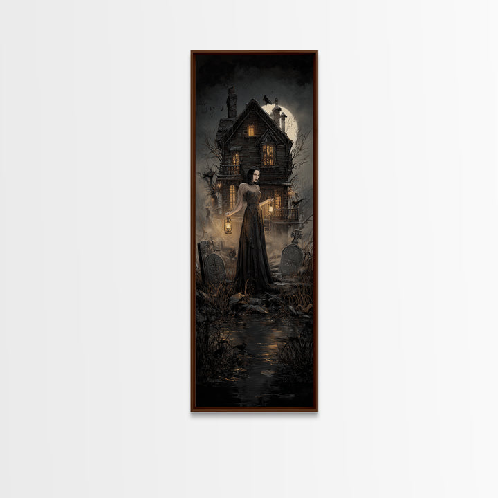 The Foggy Swamp Shack, Tall Narrow Wall Art, Spooky Home Decor, Canvas Print, Halloween Wall Decor, Gothic Home Decor, Macabre Wall Art