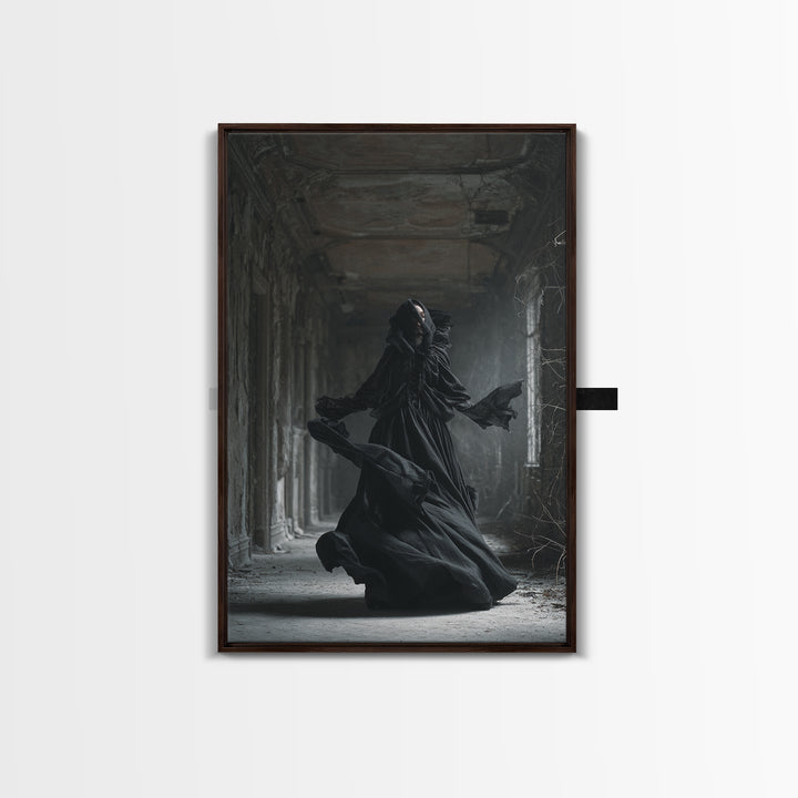 The Derelict Asylum, Vertical Wall Art, Macabre Wall Art, Framed Canvas Print, Halloween Wall Decor, Gothic Home Decor, Halloween Decor