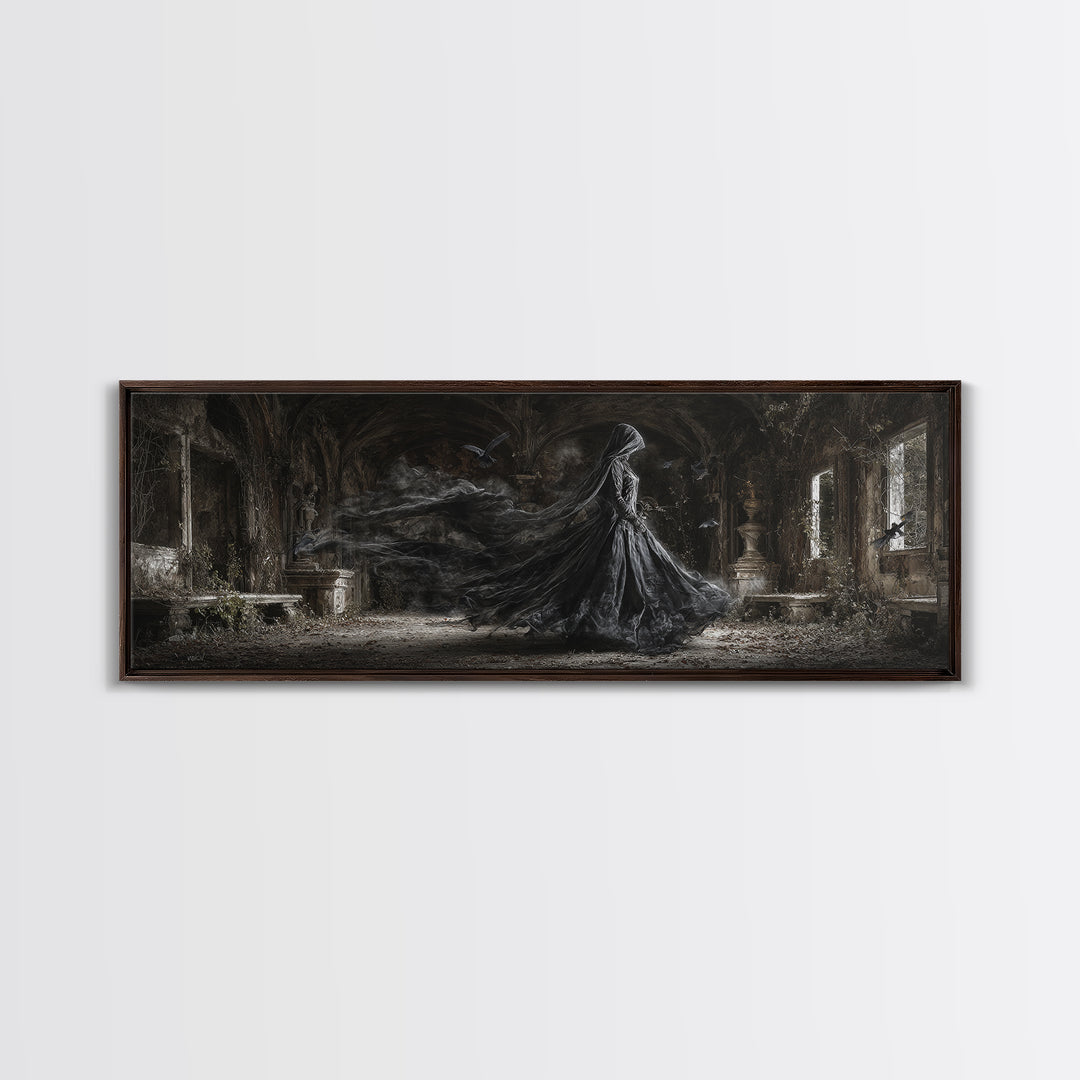 The Derelict Asylum, Extra Wide Wall Art, Spooky Home Decor, Canvas Print, Halloween Wall Decor, Gothic Home Decor, Collectible Wall Decor