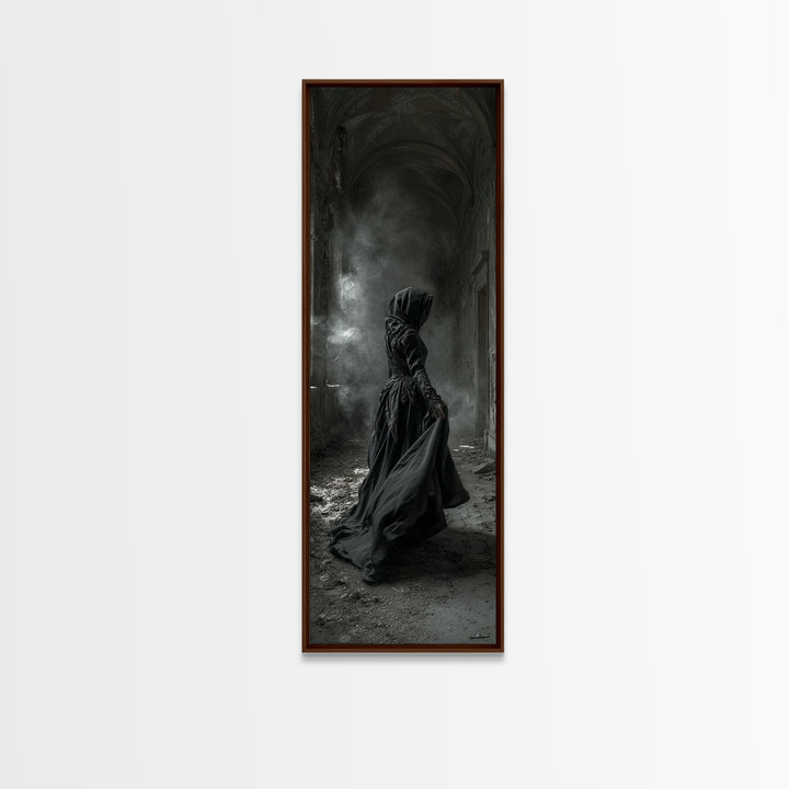 The Derelict Asylum, Tall Narrow Wall Art, Dark Halloween Decor, Canvas Print, Halloween Wall Decor, Gothic Home Decor, Macabre Wall Art