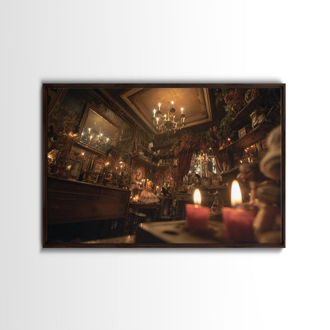 The Midnight Antique Shop, Landscape Wall Art, Dark Halloween Decor, Canvas Print, Halloween Wall Decor, Gothic Home Decor