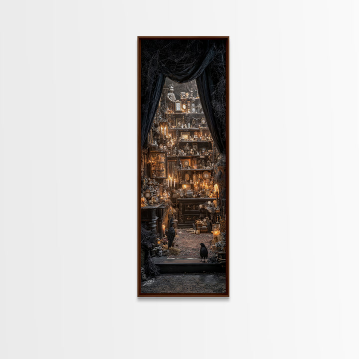 The Midnight Antique Shop, Tall Narrow Wall Art, Dark Fantasy Wall Art, Canvas Print, Halloween Wall Decor, Gothic Home Decor