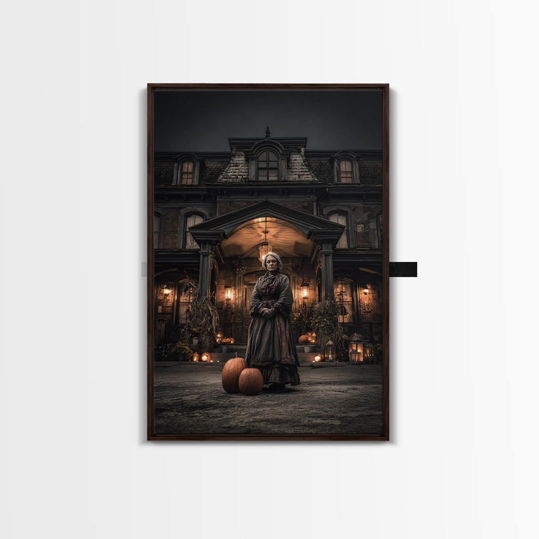 The Haunted Hotel, Vertical Wall Art, Macabre Wall Art, Framed Canvas Print, Halloween Wall Decor, Gothic Home Decor, Spooky Wall Decor