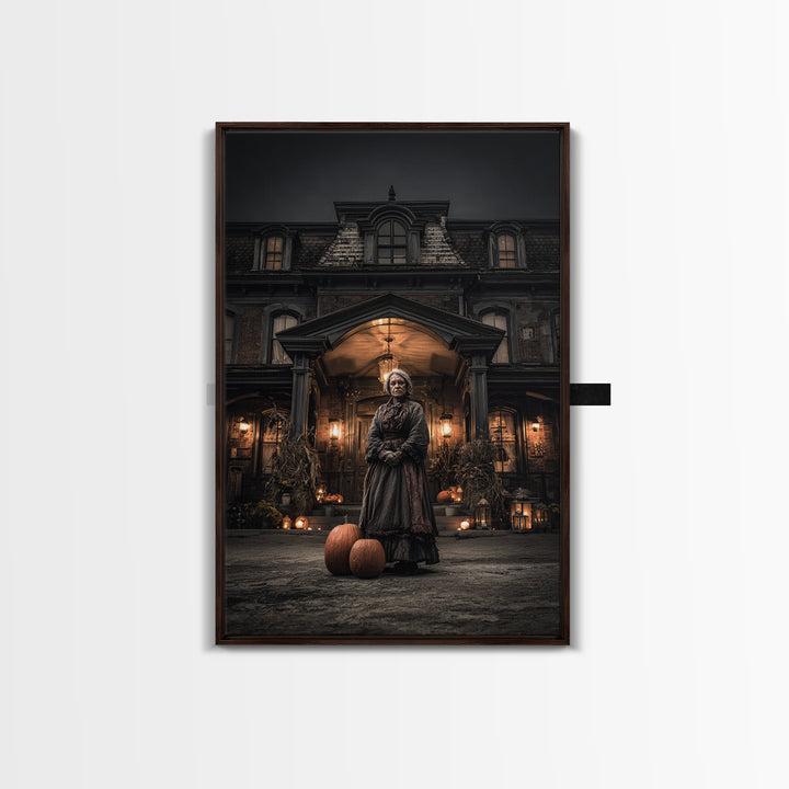The Haunted Hotel, Vertical Wall Art, Macabre Wall Art, Framed Canvas Print, Halloween Wall Decor, Gothic Home Decor, Spooky Wall Decor