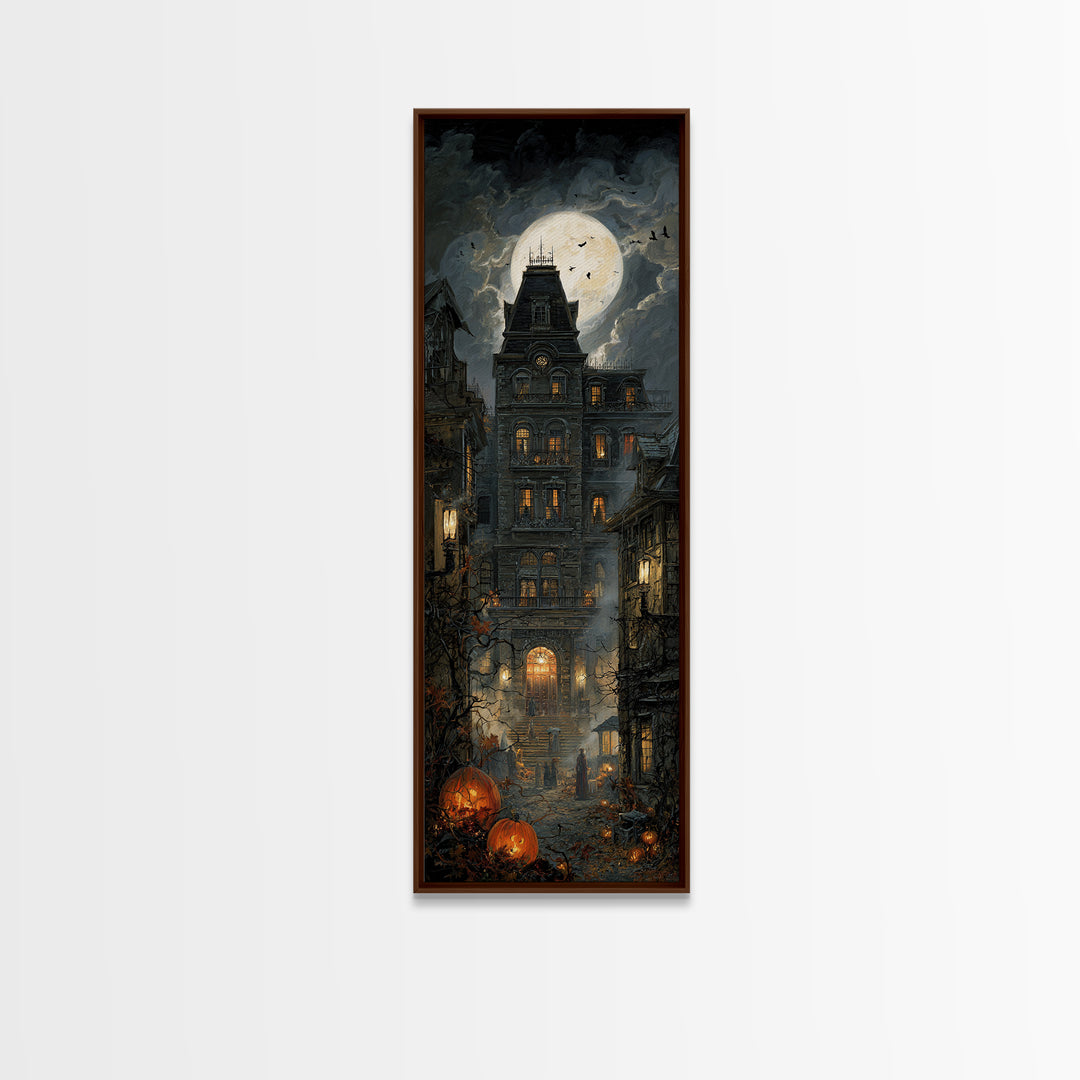 The Haunted Hotel, Tall Narrow Wall Art, Spooky Home Decor, Canvas Print, Halloween Wall Decor, Gothic Home Decor, Macabre Wall Art