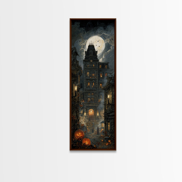 The Haunted Hotel, Tall Narrow Wall Art, Spooky Home Decor, Canvas Print, Halloween Wall Decor, Gothic Home Decor, Macabre Wall Art