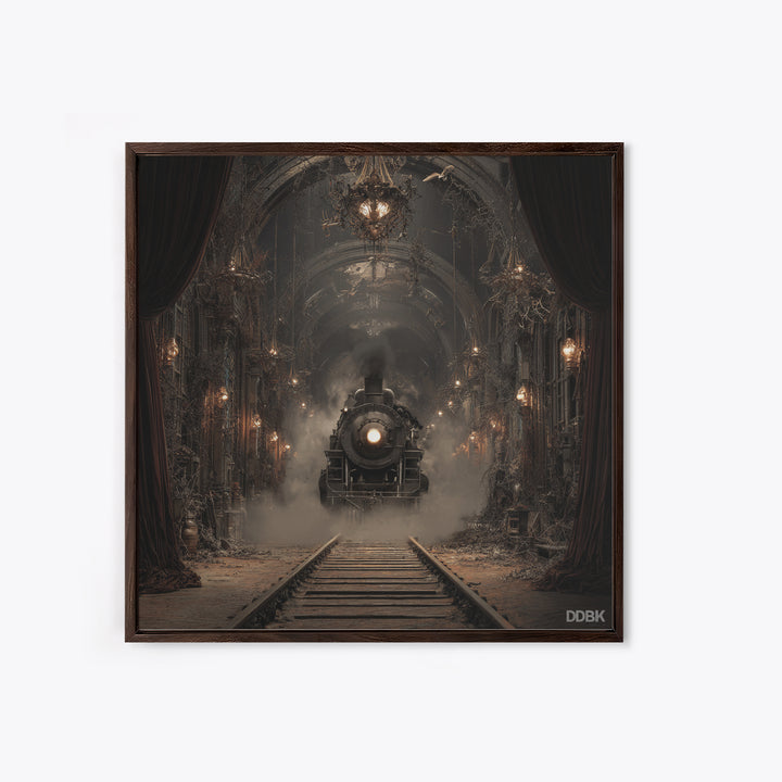 The Abandoned Train Station, Square Wall Art, Spooky Home Decor, Canvas Print, Halloween Wall Decor, Gothic Home Decor, Spooky Wall Decor