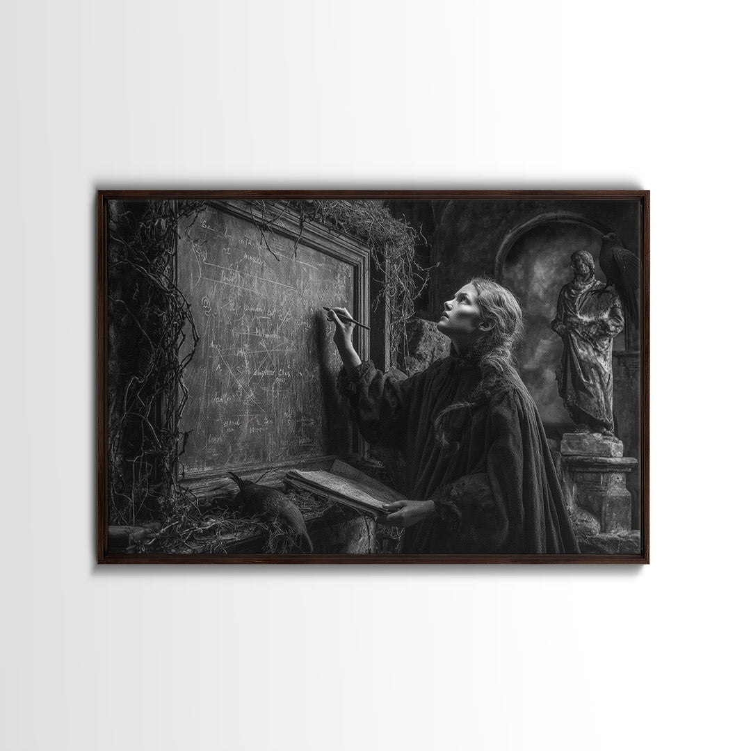 The Silent Schoolhouse, Landscape Wall Art, Haunted Gothic Art, Framed Canvas Print, Halloween Wall Decor, Gothic Home Decor
