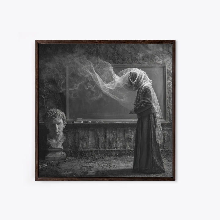 The Silent Schoolhouse, Square Wall Art, Gothic Horror Wall Art, Framed Canvas Print, Halloween Wall Decor, Gothic Home Decor