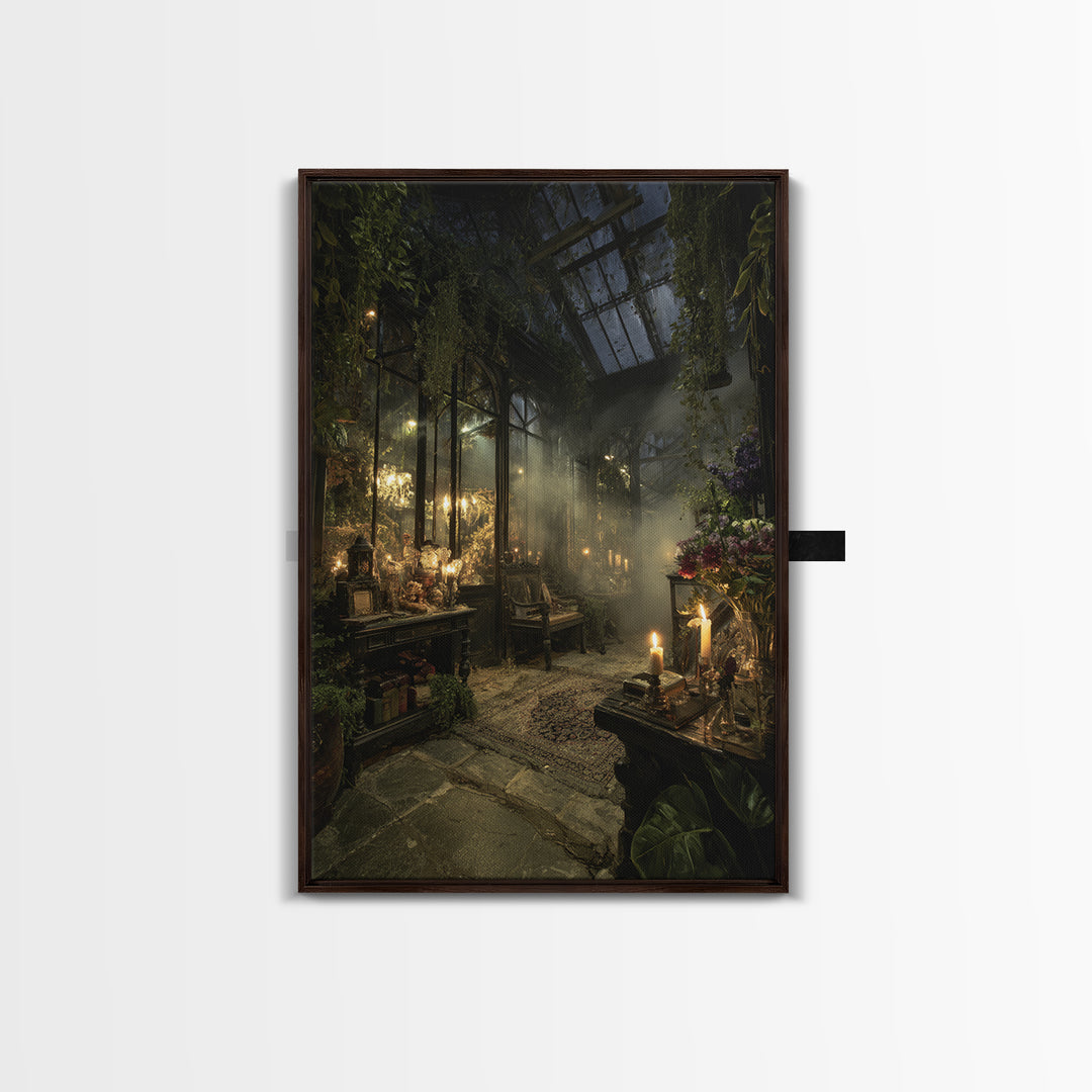 The Cemetery Greenhouse, Vertical Wall Art, Dark Fantasy Wall Art, Canvas Print, Halloween Wall Decor, Gothic Home Decor, Halloween Wall Art