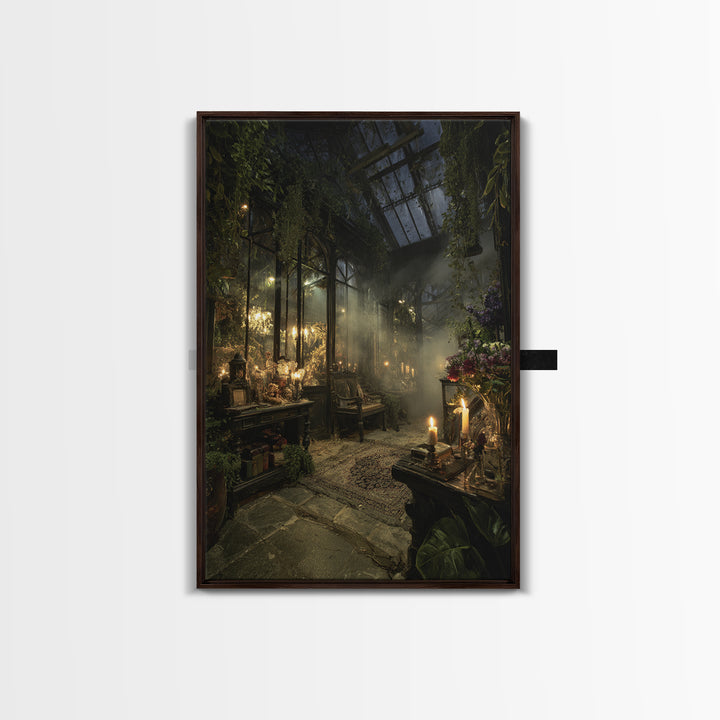 The Cemetery Greenhouse, Vertical Wall Art, Dark Fantasy Wall Art, Canvas Print, Halloween Wall Decor, Gothic Home Decor, Halloween Wall Art