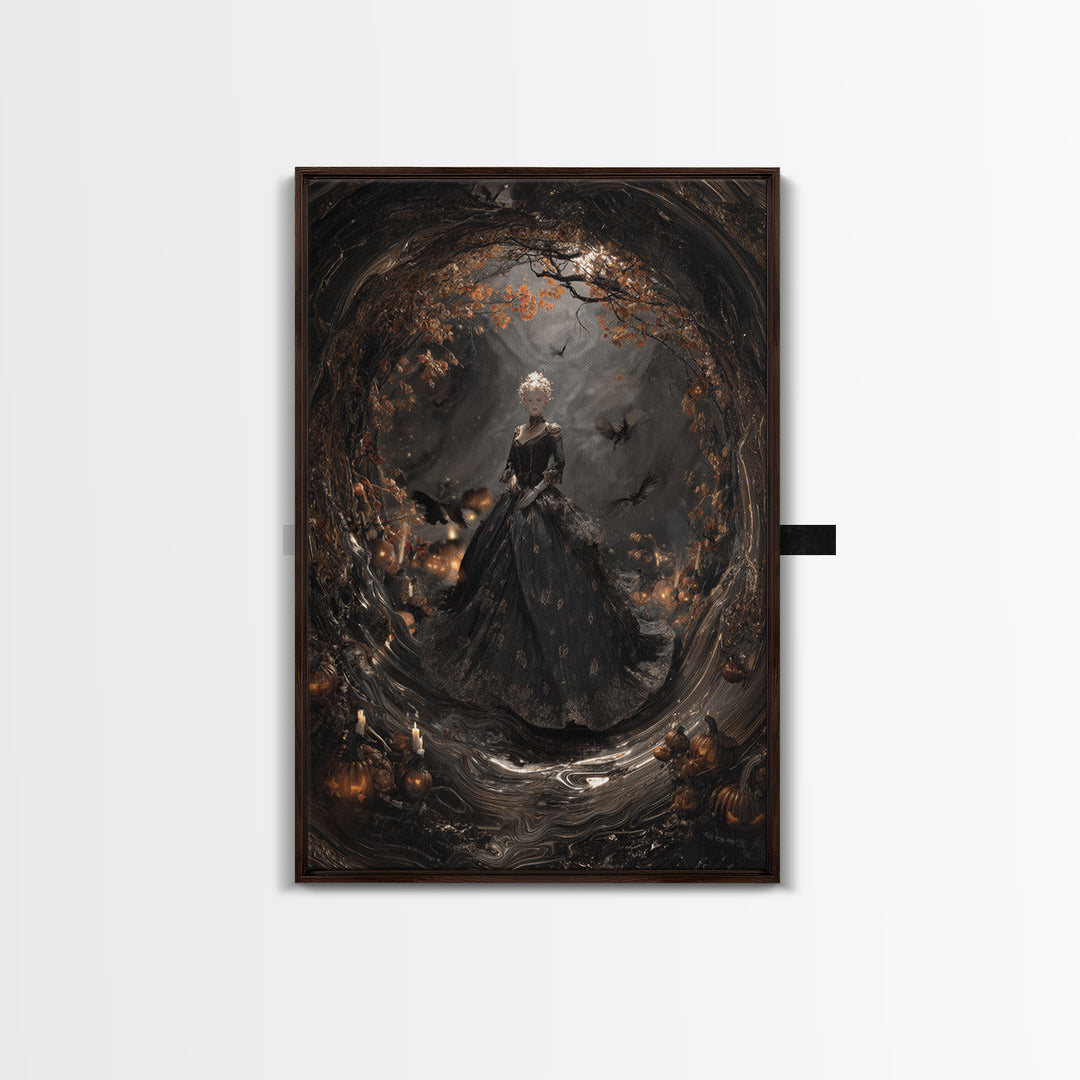 The Midnight Masquerade, Vertical Wall Art, Dark Halloween Decor, Canvas Print, Halloween Wall Decor, Gothic Home Decor