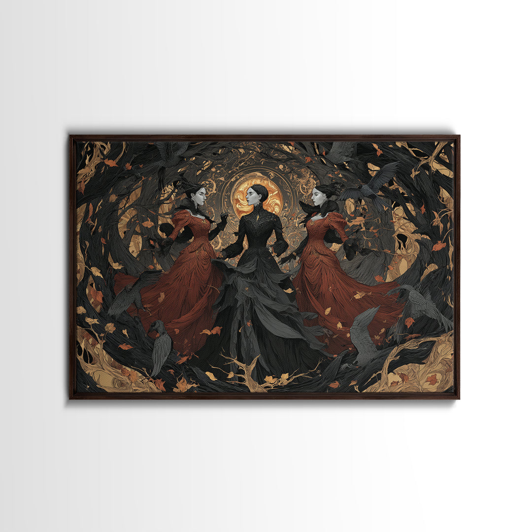 The Midnight Masquerade, Landscape Wall Art, Macabre Wall Art, Framed Canvas Print, Halloween Wall Decor, Gothic Home Decor