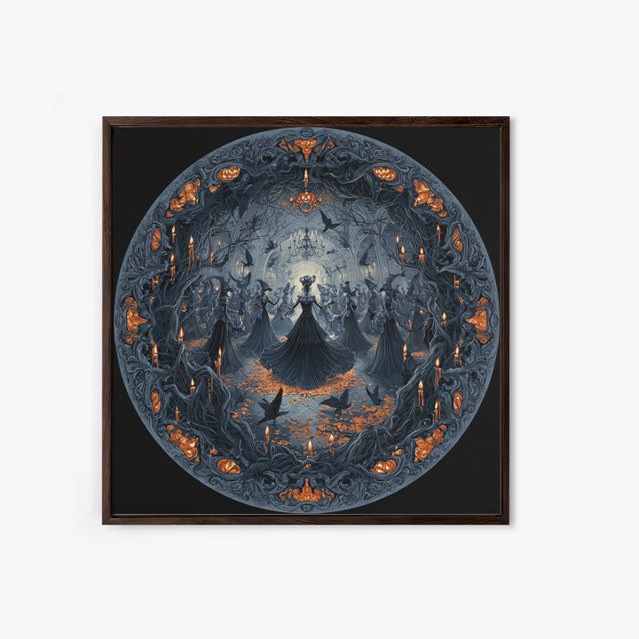 The Midnight Masquerade, Square Wall Art, Spooky Home Decor, Canvas Print, Halloween Wall Decor, Gothic Home Decor, Spooky Wall Decor