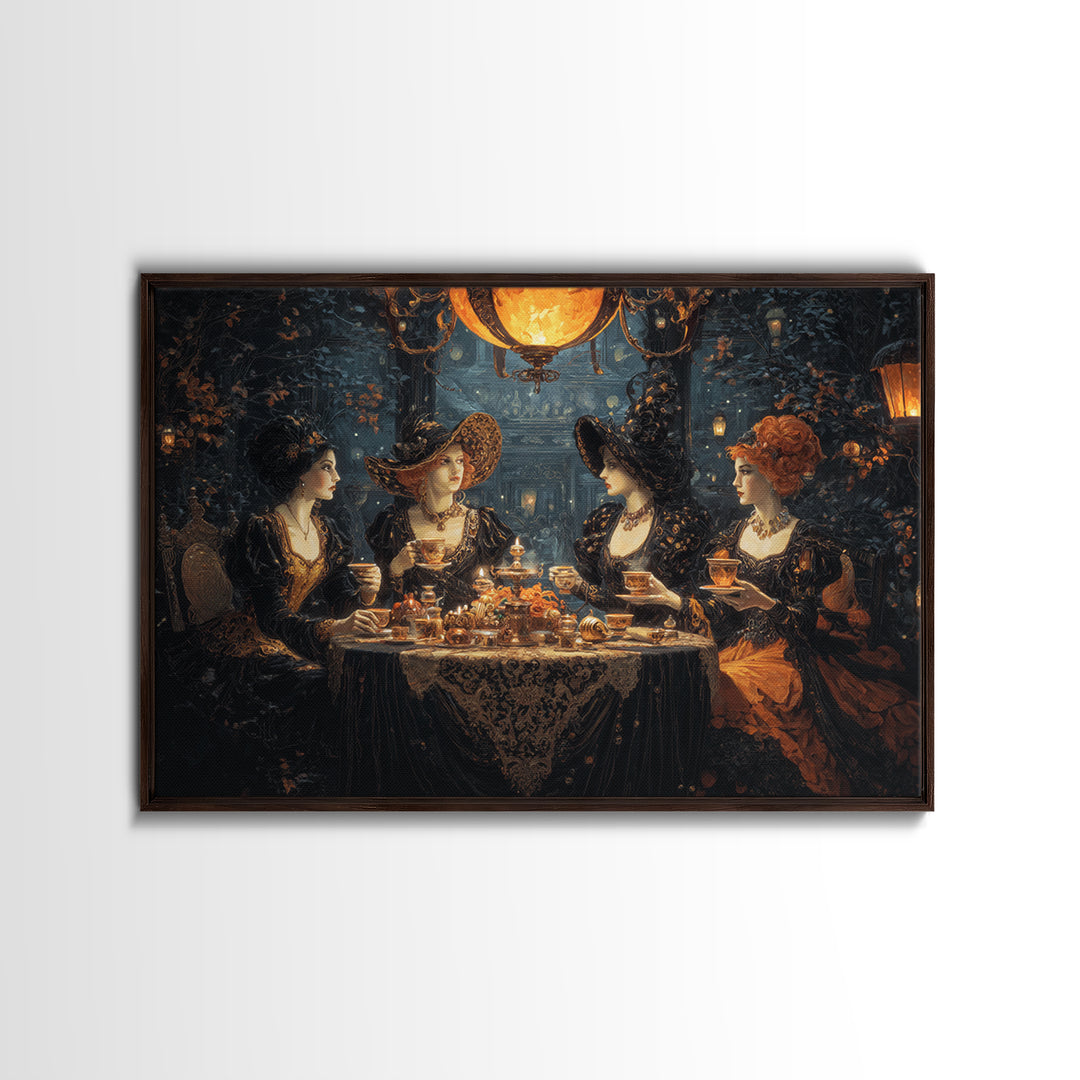The Witches' Tea Party, Landscape Wall Art, Dark Fantasy Wall Art, Canvas Print, Halloween Wall Decor, Gothic Home Decor