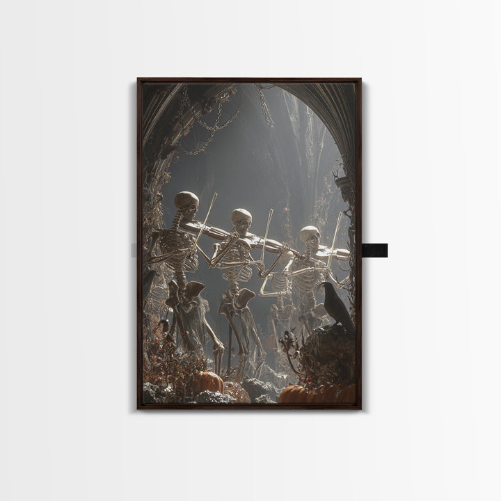 The Skeleton Orchestra, Vertical Wall Art, Dark Halloween Decor, Canvas Print, Halloween Wall Decor, Gothic Home Decor