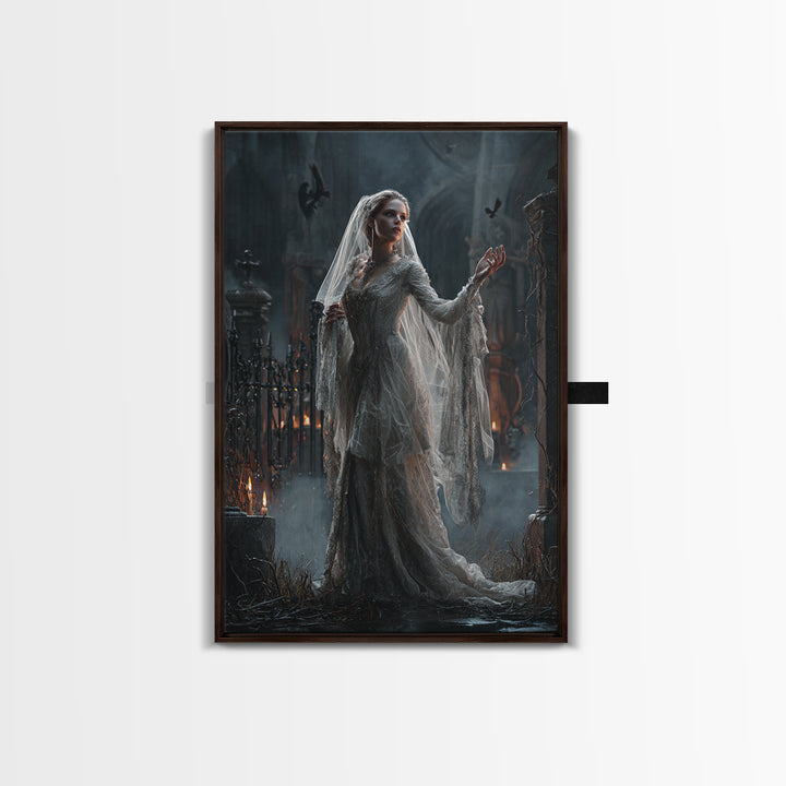 The Ghost Wedding, Vertical Wall Art, Gothic Horror Wall Art, Framed Canvas Print, Halloween Wall Decor, Gothic Home Decor