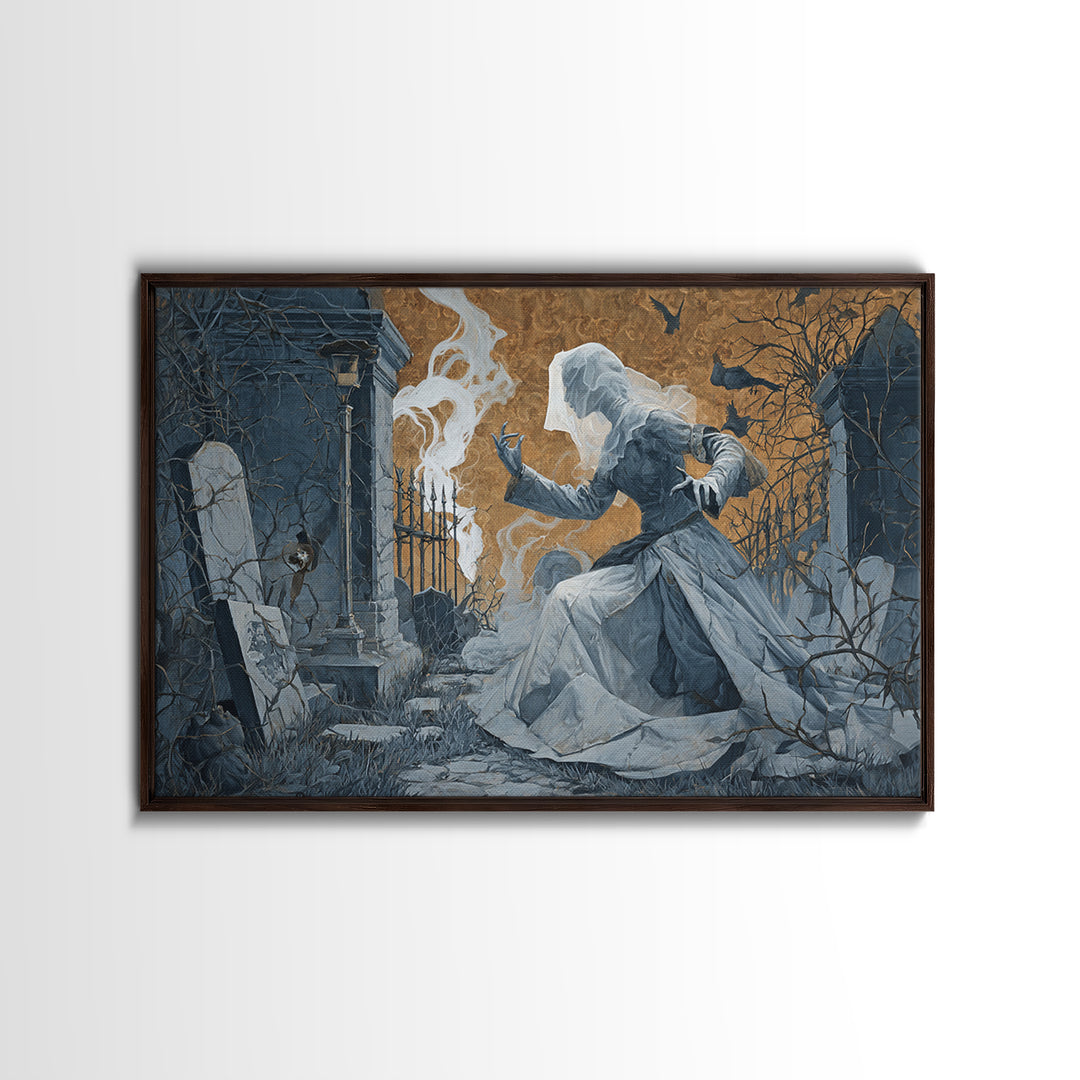 The Ghost Wedding, Landscape Wall Art, Dark Fantasy Wall Art, Canvas Print, Halloween Wall Decor, Gothic Home Decor, Statement Wall Art