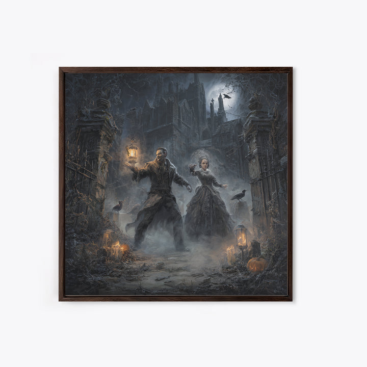 The Ghost Wedding, Square Wall Art, Gothic Horror Wall Art, Framed Canvas Print, Halloween Wall Decor, Gothic Home Decor, Halloween Decor