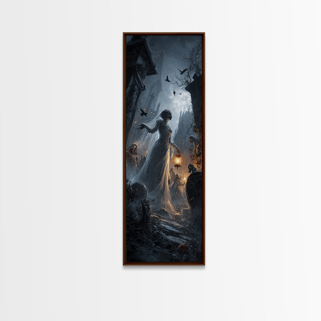 The Ghost Wedding, Tall Narrow Wall Art, Dark Fantasy Wall Art, Canvas Print, Halloween Wall Decor, Gothic Home Decor, Halloween Wall Art