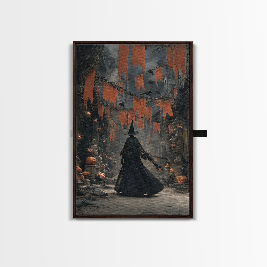 The Monster Parade, Vertical Wall Art, Haunted Gothic Art, Framed Canvas Print, Halloween Wall Decor, Gothic Home Decor, Halloween Wall Art