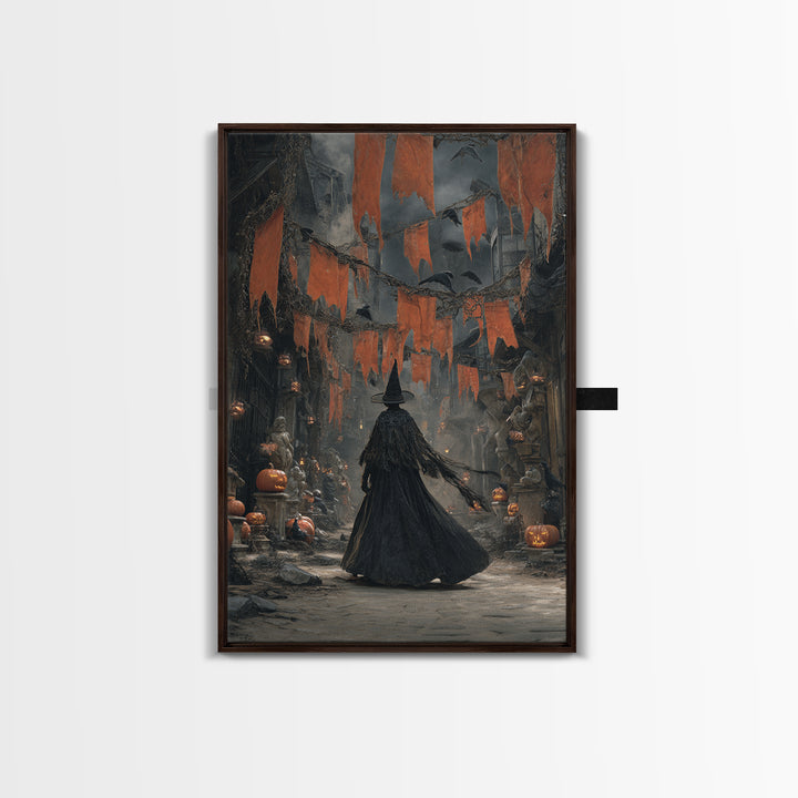 The Monster Parade, Vertical Wall Art, Haunted Gothic Art, Framed Canvas Print, Halloween Wall Decor, Gothic Home Decor, Halloween Wall Art