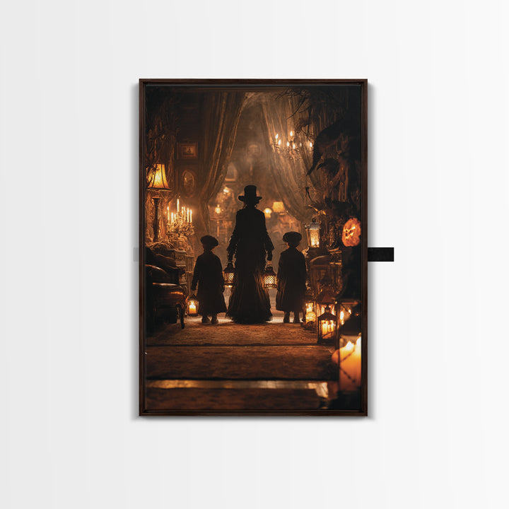 The Trick-Or-Treat Procession, Vertical Wall Art, Dark Fantasy Wall Art, Canvas Print, Halloween Wall Decor, Gothic Home Decor
