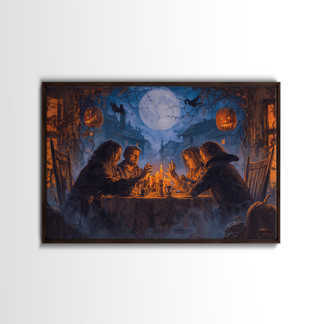 The Candlelit Seance, Landscape Wall Art, Gothic Horror Wall Art, Framed Canvas Print, Halloween Wall Decor, Gothic Home Decor