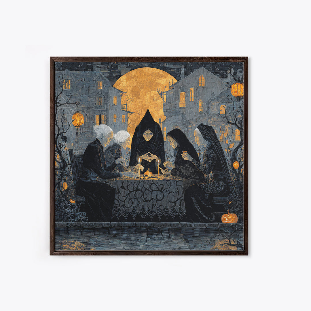 The Candlelit Seance, Square Wall Art, Dark Halloween Decor, Canvas Print, Halloween Wall Decor, Gothic Home Decor, Spooky Wall Decor