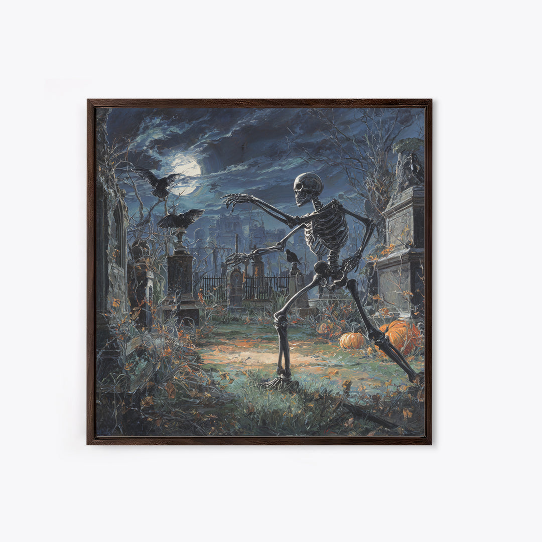 The Graveyard Dance, Square Wall Art, Dark Fantasy Wall Art, Canvas Print, Halloween Wall Decor, Gothic Home Decor, Statement Wall Art