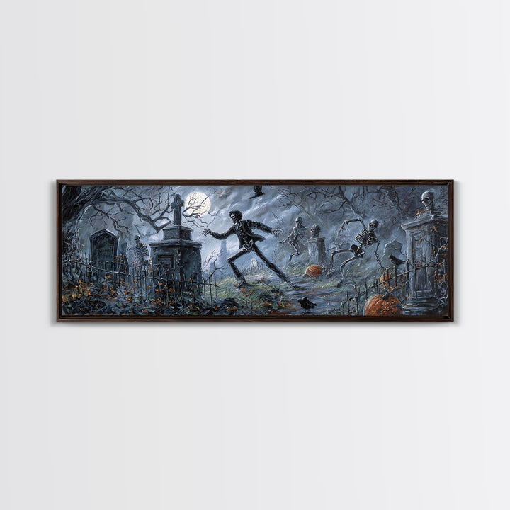 The Graveyard Dance, Extra Wide Wall Art, Dark Halloween Decor, Canvas Print, Halloween Wall Decor, Gothic Home Decor, Spooky Wall Decor