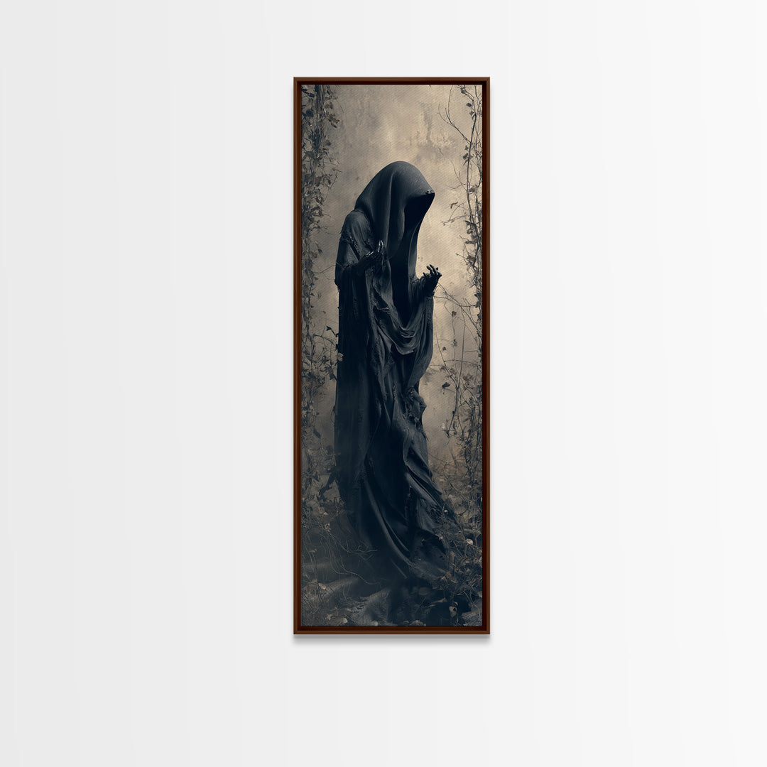 The Haunted Hayride, Tall Narrow Wall Art, Gothic Horror Wall Art, Framed Canvas Print, Halloween Wall Decor, Gothic Home Decor