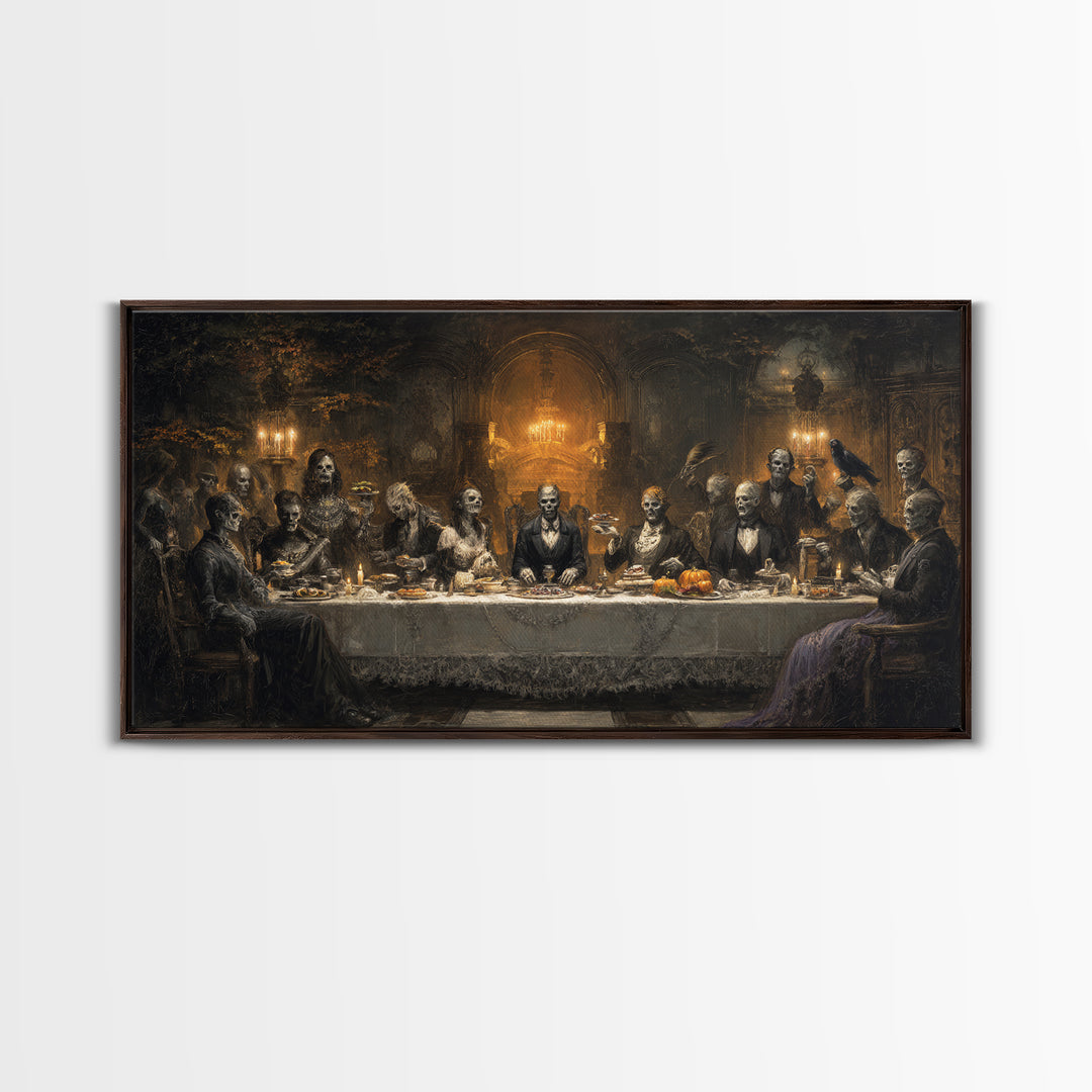 The Zombie Picnic, Wide Panoramic Art, Dark Fantasy Wall Art, Canvas Print, Halloween Wall Decor, Gothic Home Decor, Horror Wall Art