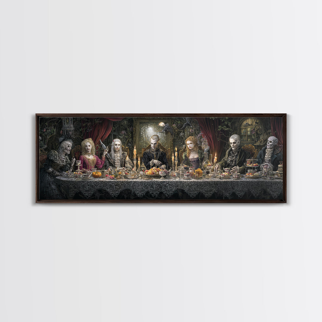 The Zombie Picnic, Extra Wide Wall Art, Dark Halloween Decor, Canvas Print, Halloween Wall Decor, Gothic Home Decor, Spooky Wall Decor