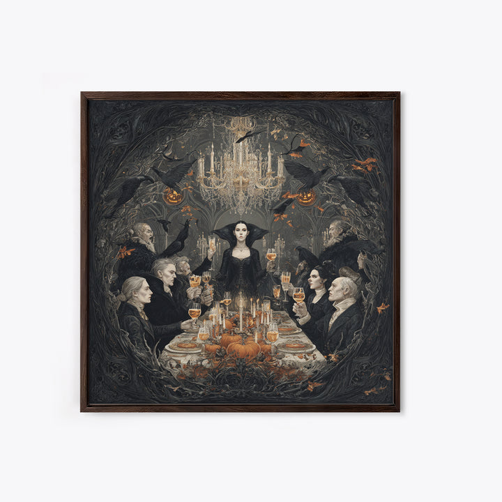 The Vampire Banquet, Square Wall Art, Dark Fantasy Wall Art, Canvas Print, Halloween Wall Decor, Gothic Home Decor, Seasonal Home Decor