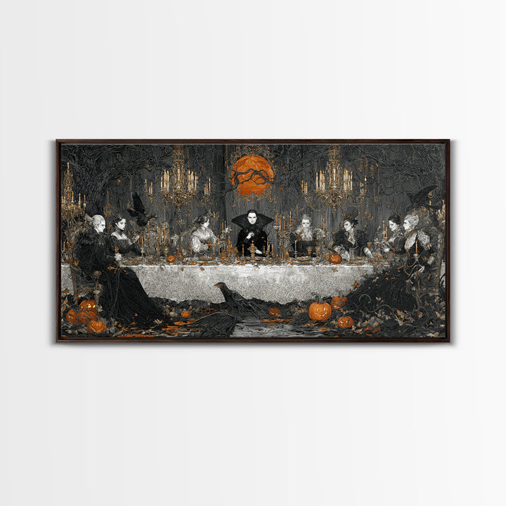 The Vampire Banquet, Wide Panoramic Art, Spooky Home Decor, Canvas Print, Halloween Wall Decor, Gothic Home Decor, Dark Fantasy Art